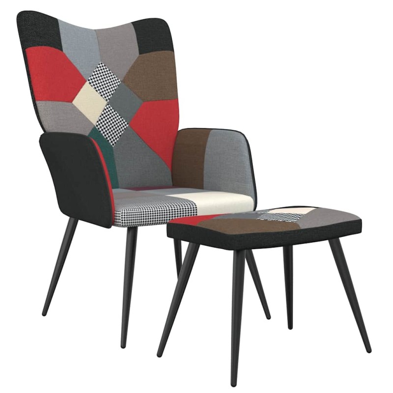 vidaXL Πολυθρόνα Relax Σχέδιο Patchwork Υφασμάτινη με Σκαμπό