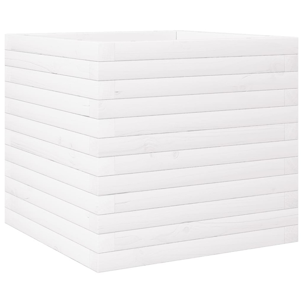vidaXL Ζαρντινιέρα Κήπου Λευκή 50x50x46 εκ. από Μασίφ Ξύλο Πεύκου