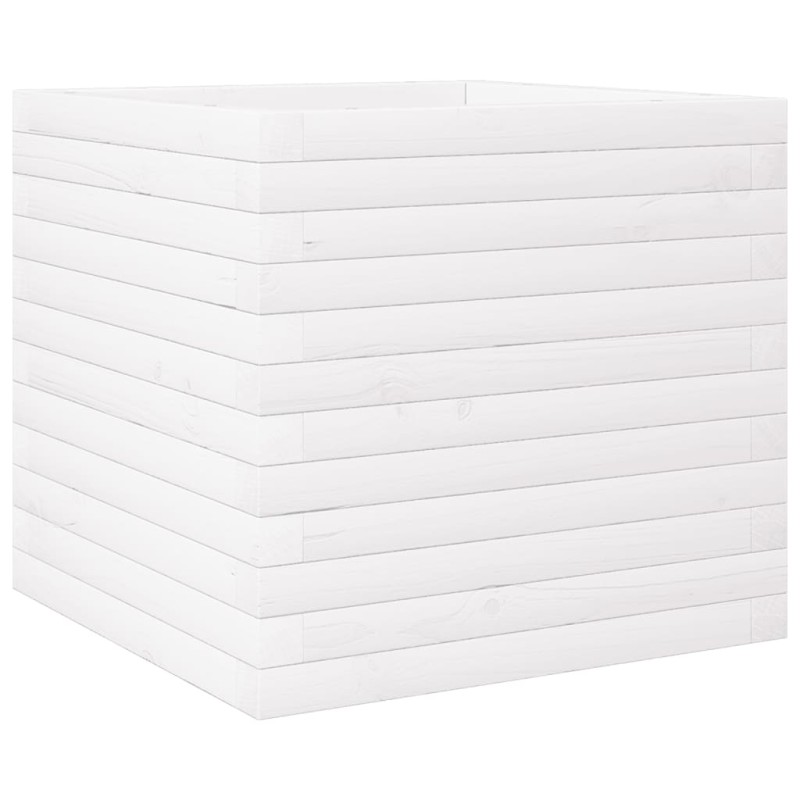 vidaXL Ζαρντινιέρα Κήπου Λευκή 50x50x46 εκ. από Μασίφ Ξύλο Πεύκου