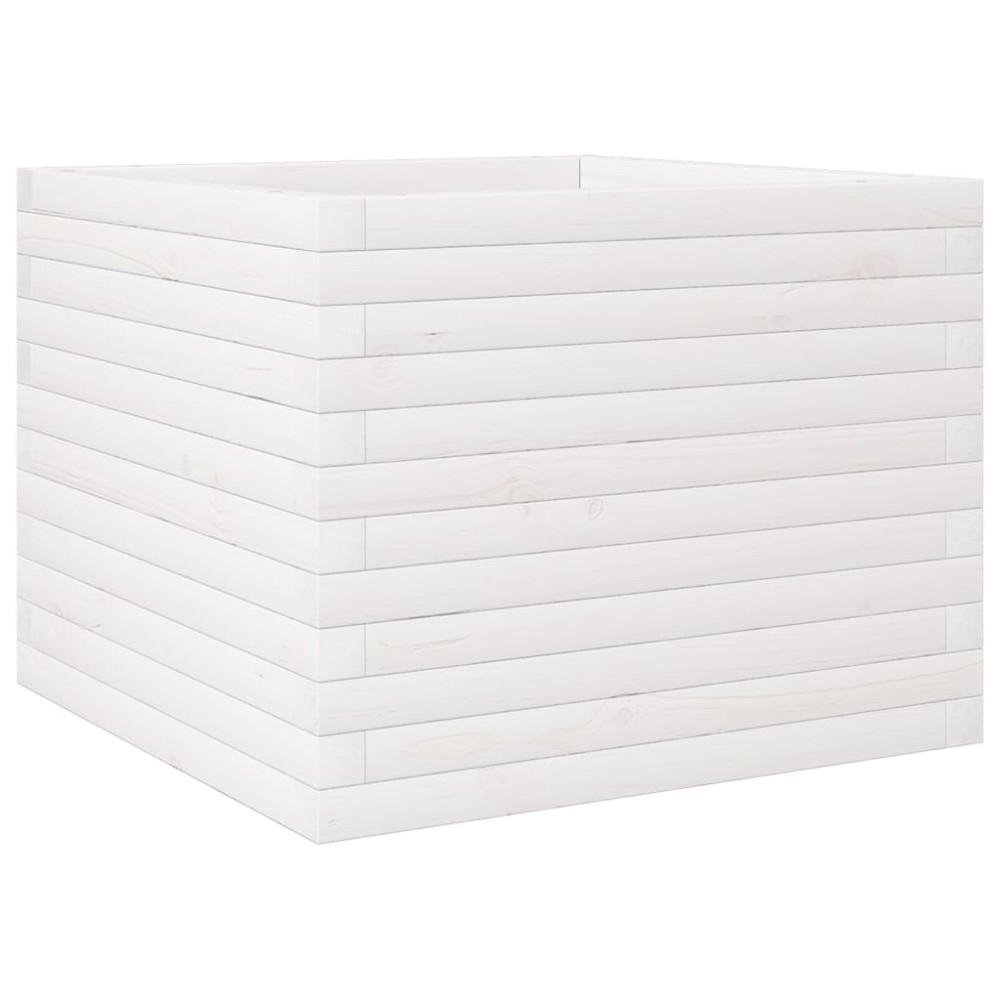 vidaXL Ζαρντινιέρα Κήπου Λευκή 60x60x46 εκ. από Μασίφ Ξύλο Πεύκου