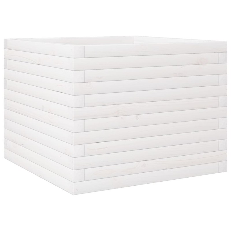 vidaXL Ζαρντινιέρα Κήπου Λευκή 60x60x46 εκ. από Μασίφ Ξύλο Πεύκου