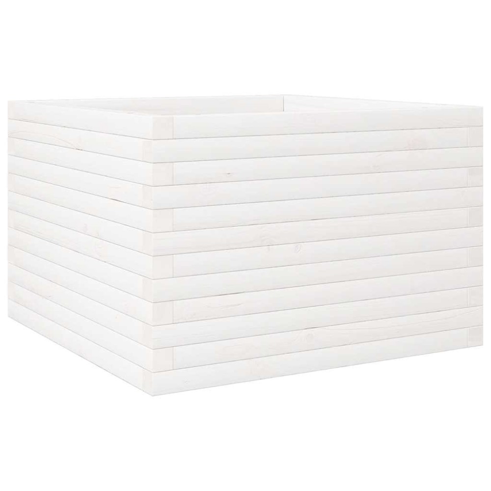 vidaXL Ζαρντινιέρα Κήπου Λευκή 70x70x46 εκ. από Μασίφ Ξύλο Πεύκου