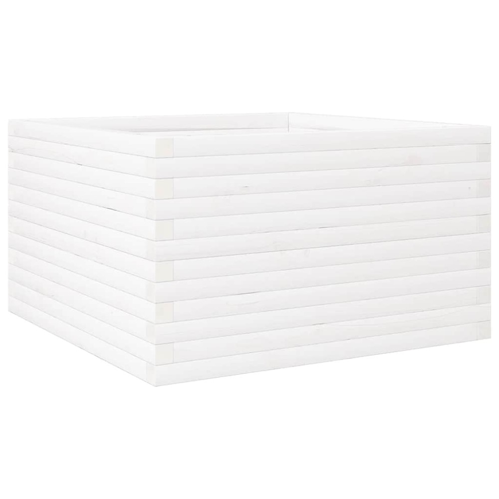 vidaXL Ζαρντινιέρα Κήπου Λευκή 80x80x46 εκ. από Μασίφ Ξύλο Πεύκου