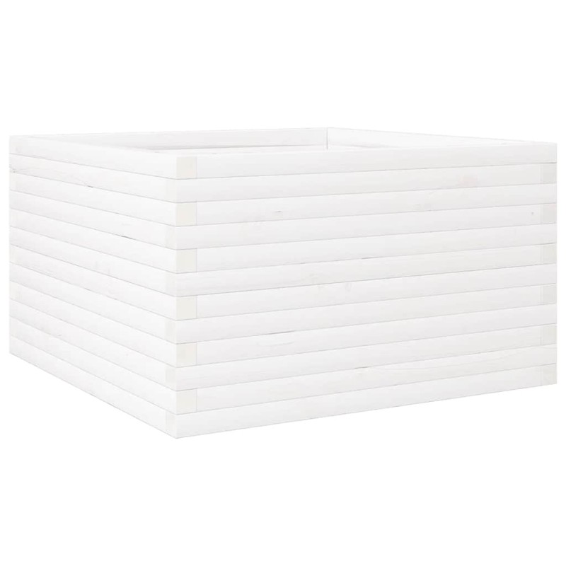 vidaXL Ζαρντινιέρα Κήπου Λευκή 80x80x46 εκ. από Μασίφ Ξύλο Πεύκου