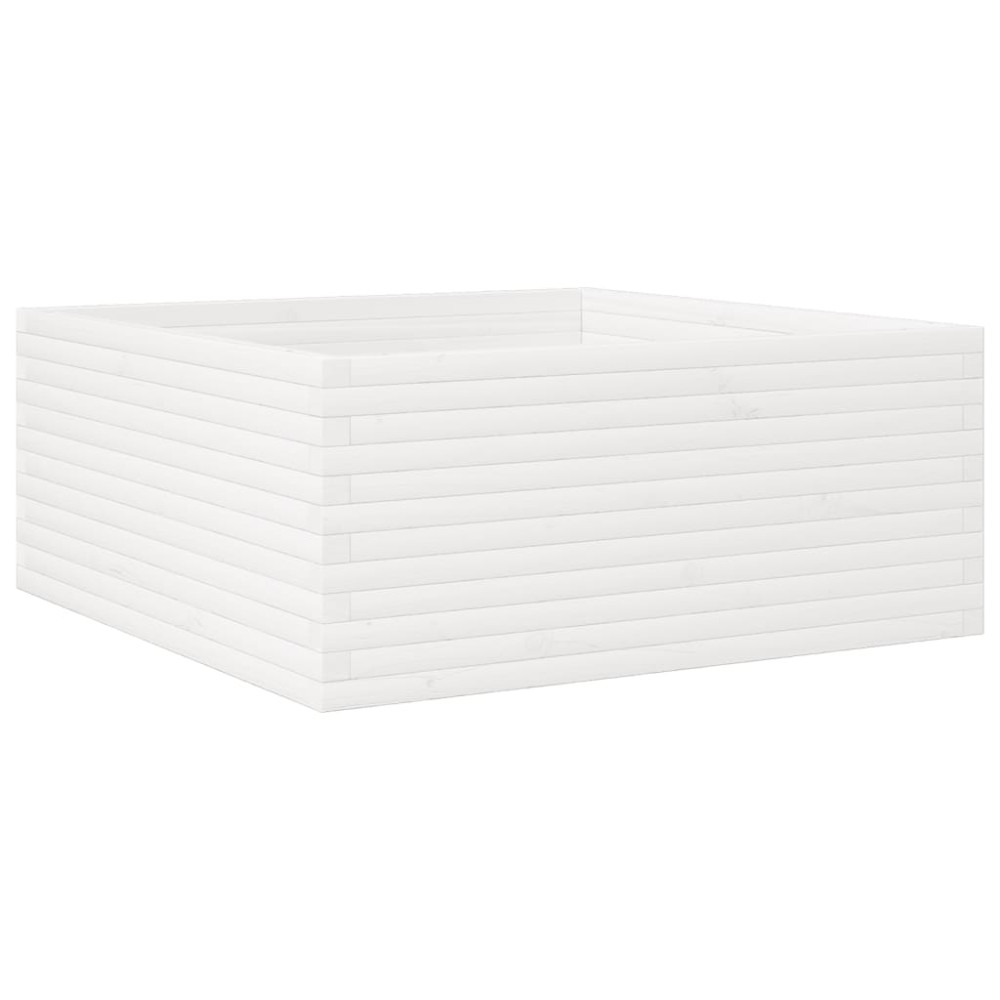 vidaXL Ζαρντινιέρα Κήπου Λευκή 110x110x46 εκ. από Μασίφ Ξύλο Πεύκου