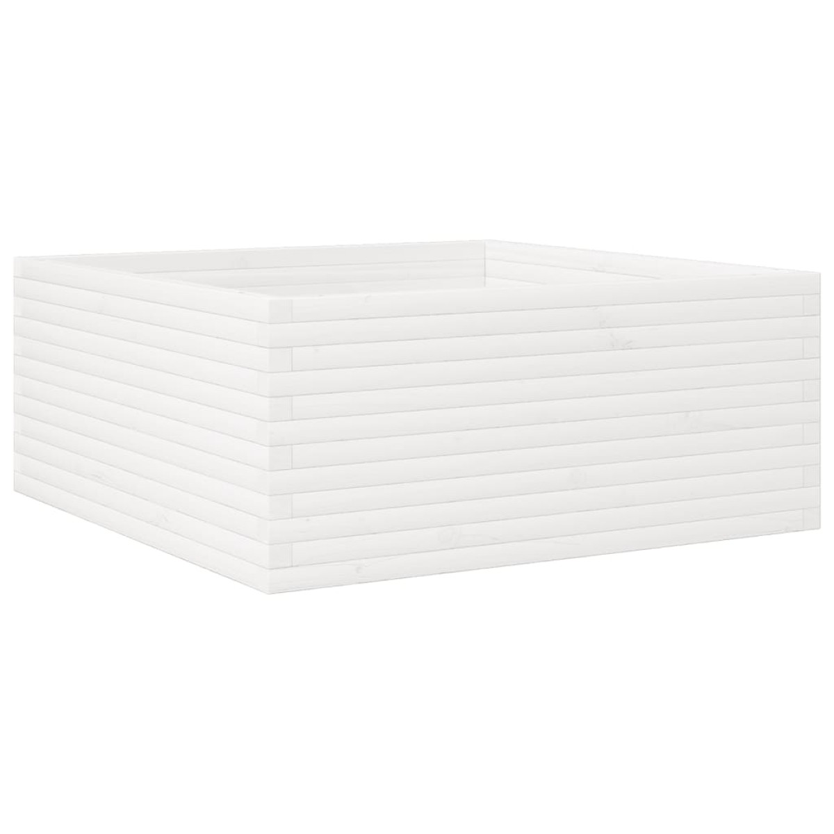vidaXL Ζαρντινιέρα Κήπου Λευκή 110x110x46 εκ. από Μασίφ Ξύλο Πεύκου