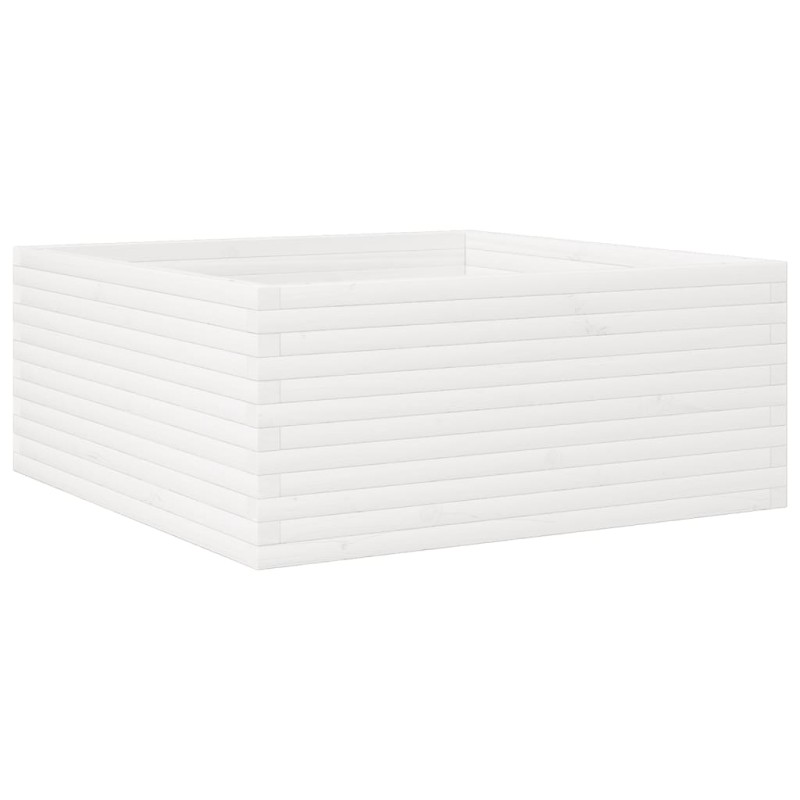 vidaXL Ζαρντινιέρα Κήπου Λευκή 110x110x46 εκ. από Μασίφ Ξύλο Πεύκου