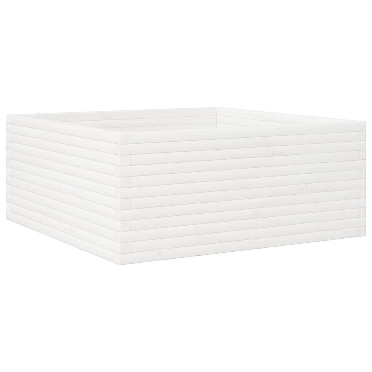 vidaXL Ζαρντινιέρα Κήπου Λευκή 110x110x46 εκ. από Μασίφ Ξύλο Πεύκου