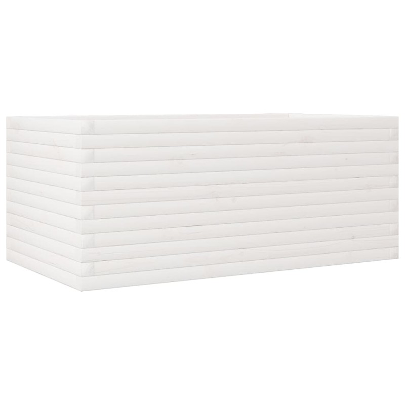 vidaXL Ζαρντινιέρα Κήπου Λευκή 110x60x46 εκ. από Μασίφ Ξύλο Πεύκου
