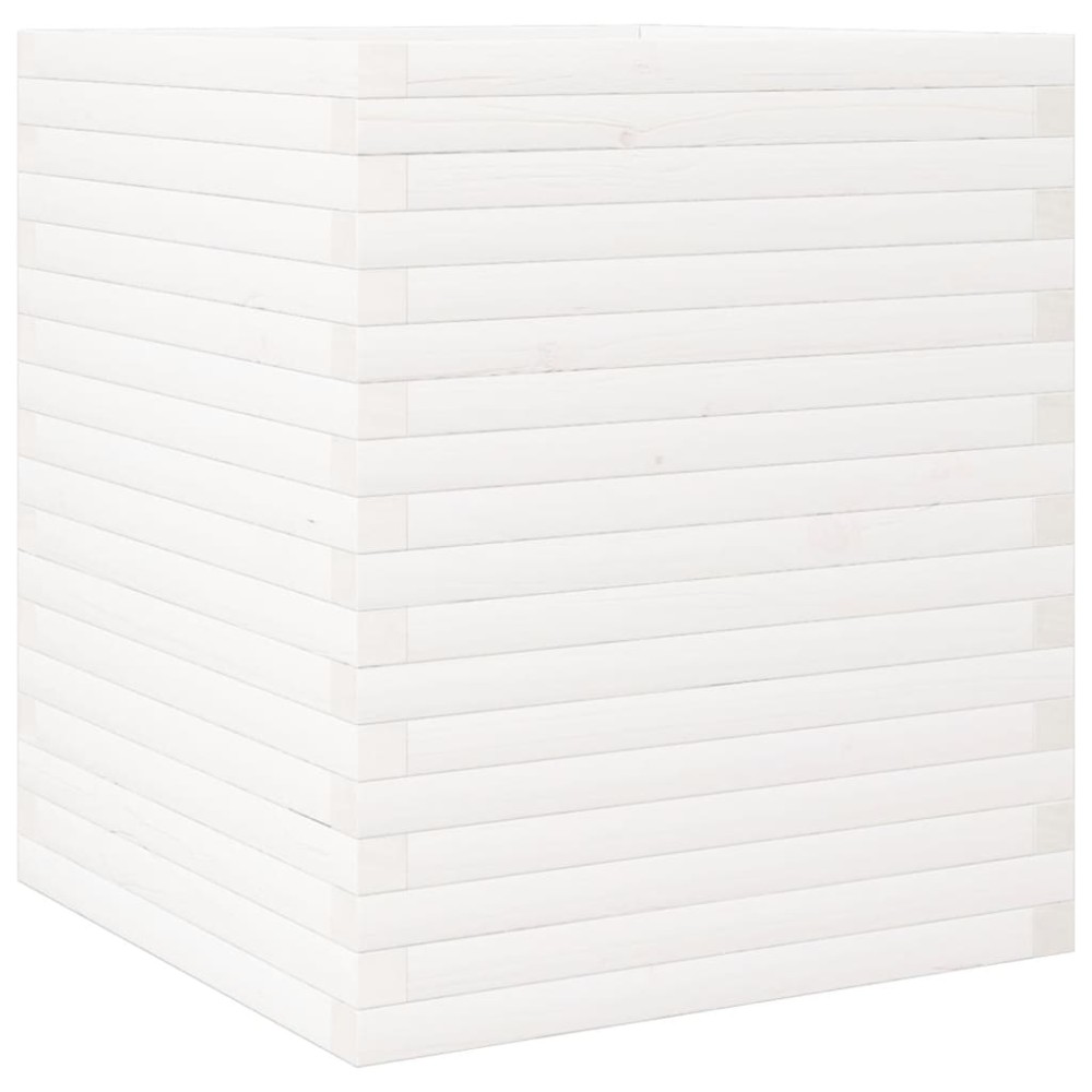 vidaXL Ζαρντινιέρα Κήπου Λευκή 60x60x68,5 εκ. από Μασίφ Ξύλο Πεύκου