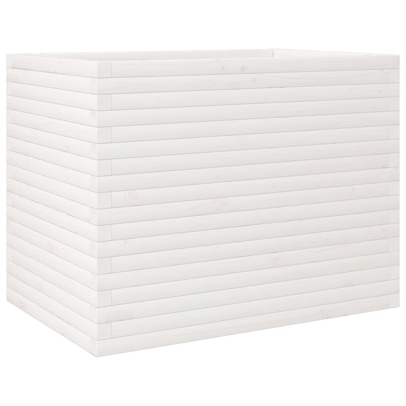 vidaXL Ζαρντινιέρα Κήπου Λευκή 60 x 60 x 60 εκ. από Μασίφ Ξύλο Πεύκου