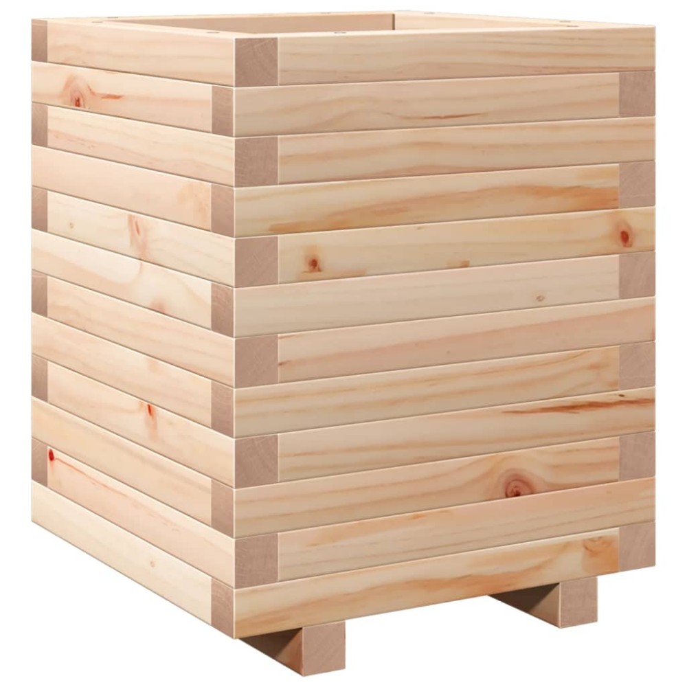 vidaXL Ζαρντινιέρα Λευκή 40x40x49,5 εκ από Μασίφ Ξύλο Πεύκου