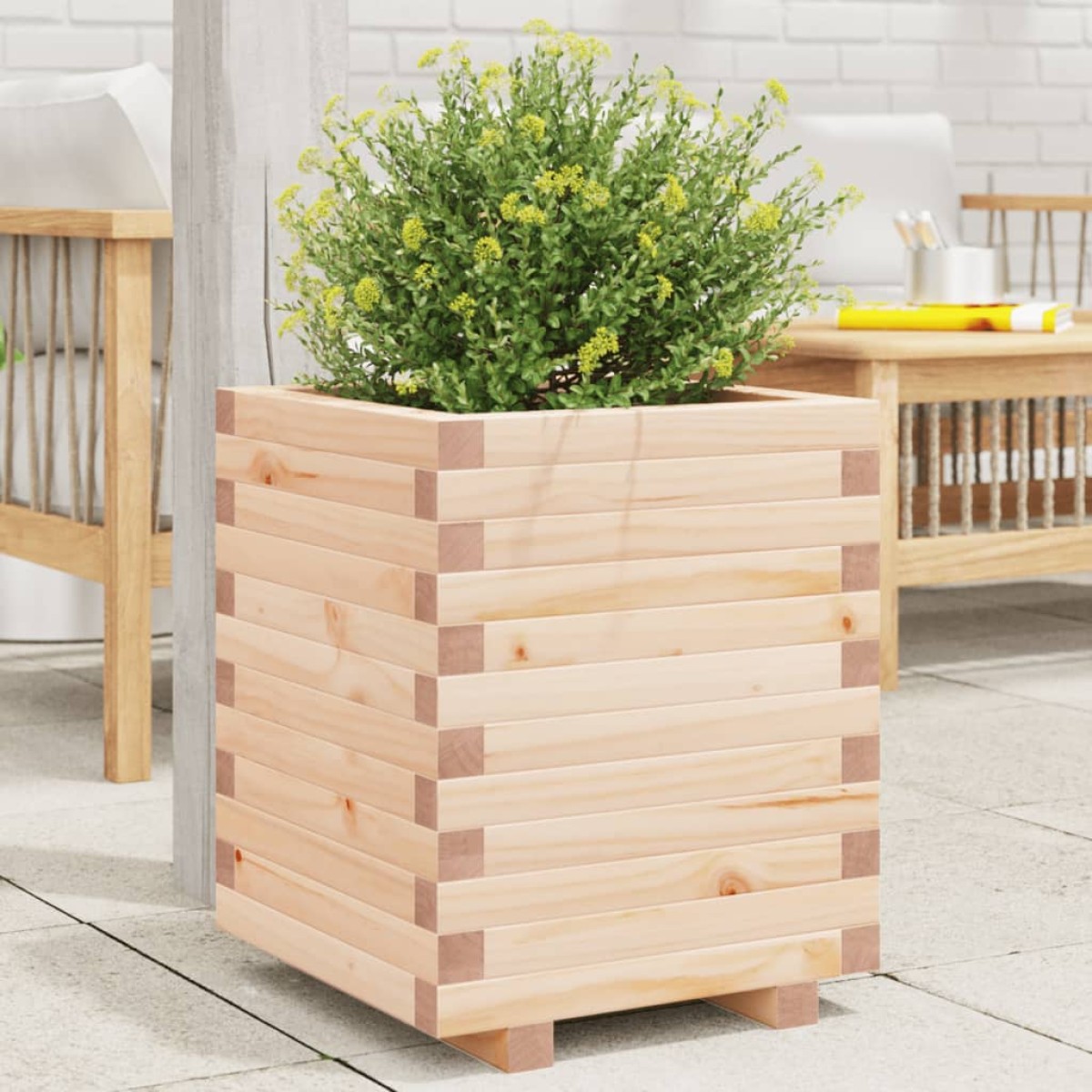 vidaXL Ζαρντινιέρα Λευκή 40x40x49,5 εκ από Μασίφ Ξύλο Πεύκου