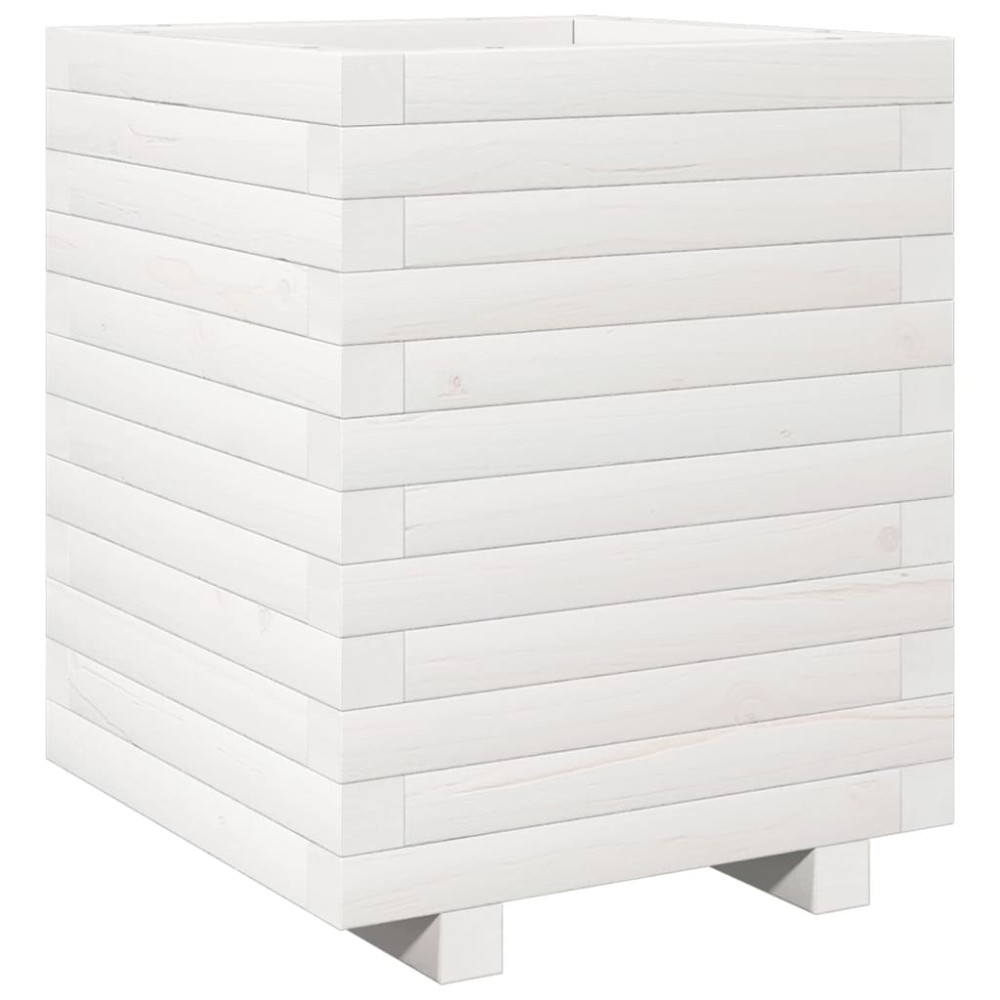 vidaXL Ζαρντινιέρα Λευκή 40x40x49,5 εκ. από Μασίφ Ξύλο Πεύκου