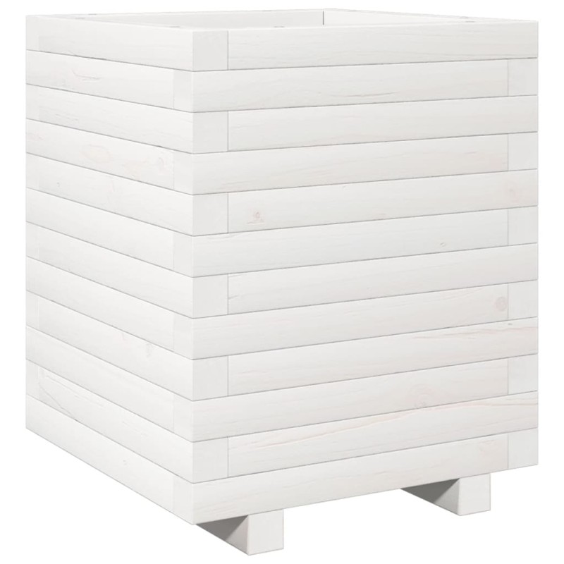 vidaXL Ζαρντινιέρα Λευκή 40x40x49,5 εκ. από Μασίφ Ξύλο Πεύκου