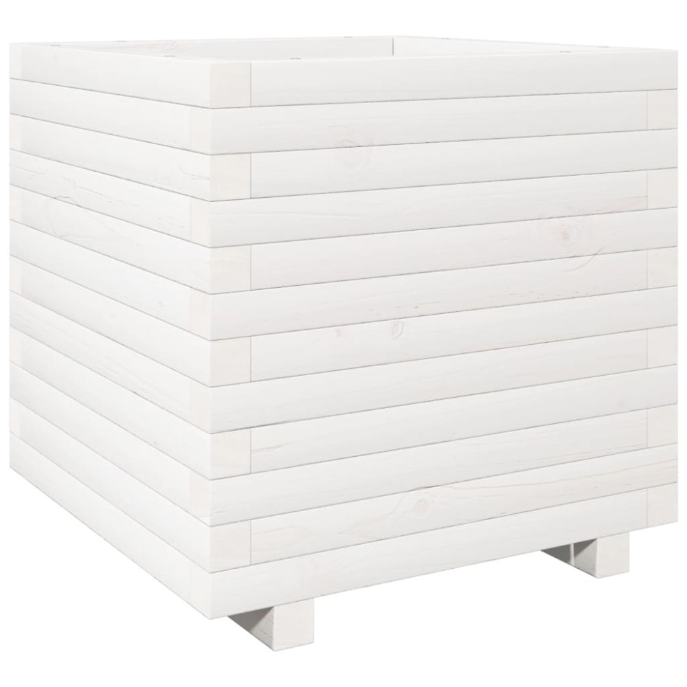 vidaXL Ζαρντινιέρα Λευκή. 50x50x49,5 εκ από Μασίφ Ξύλο Πεύκου