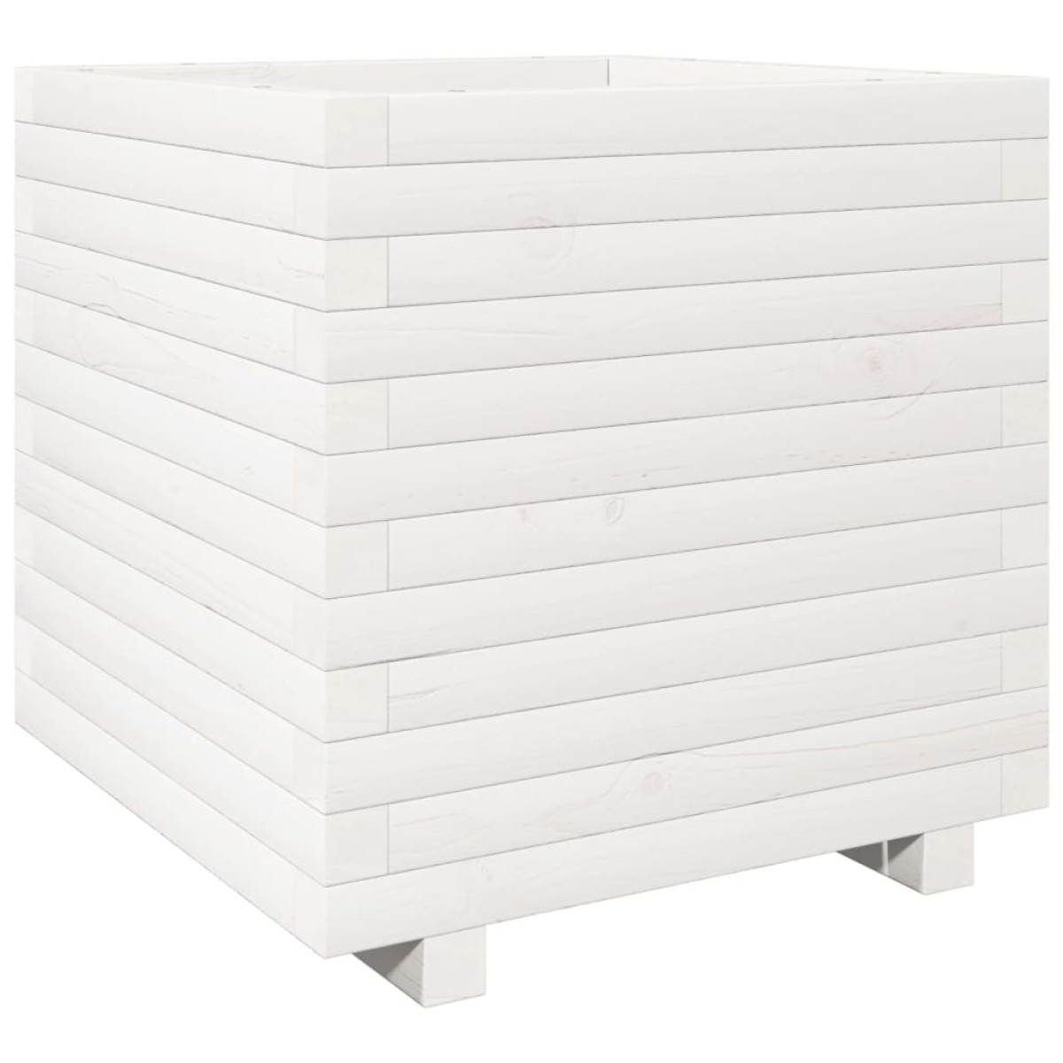 vidaXL Ζαρντινιέρα Λευκή. 50x50x49,5 εκ από Μασίφ Ξύλο Πεύκου