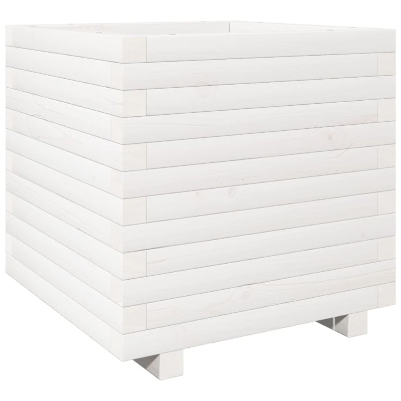 vidaXL Ζαρντινιέρα Λευκή. 50x50x49,5 εκ από Μασίφ Ξύλο Πεύκου