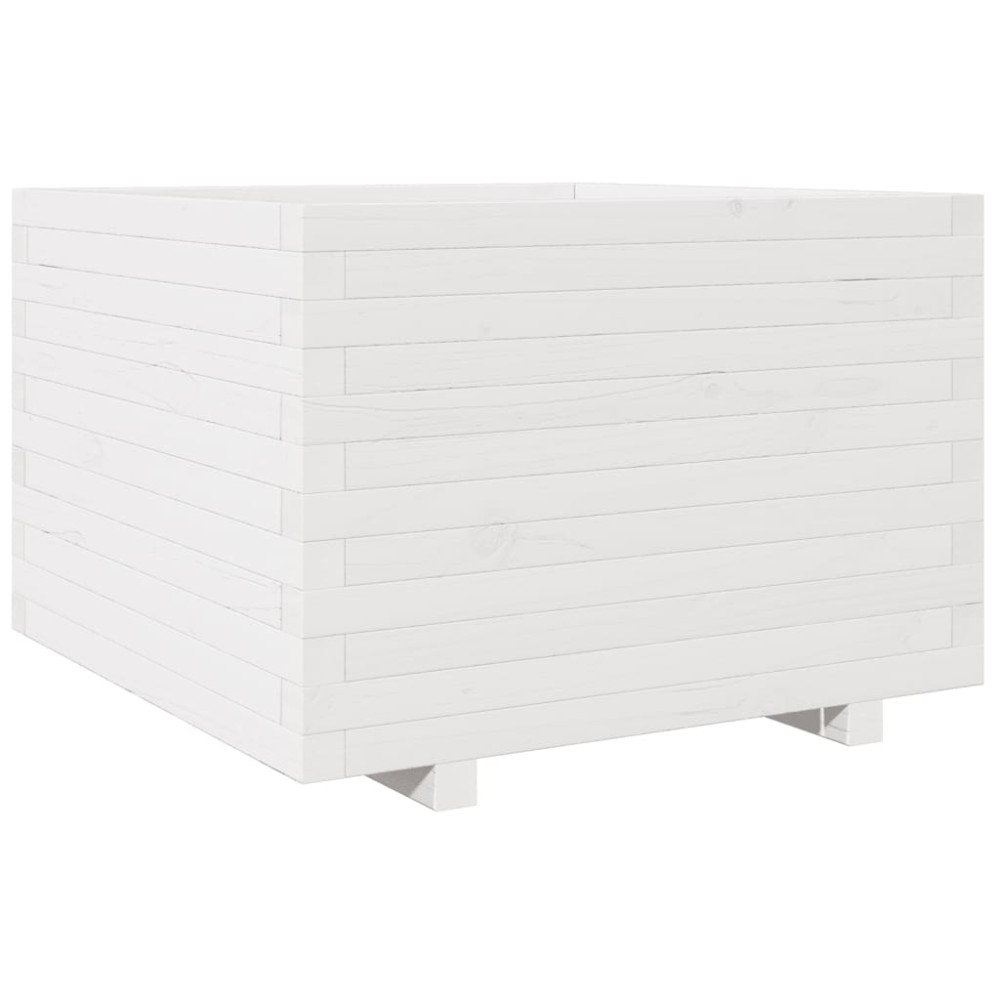vidaXL Ζαρντινιέρα Κήπου Λευκή 70x70x49,5 εκ. από Μασίφ Ξύλο Πεύκου