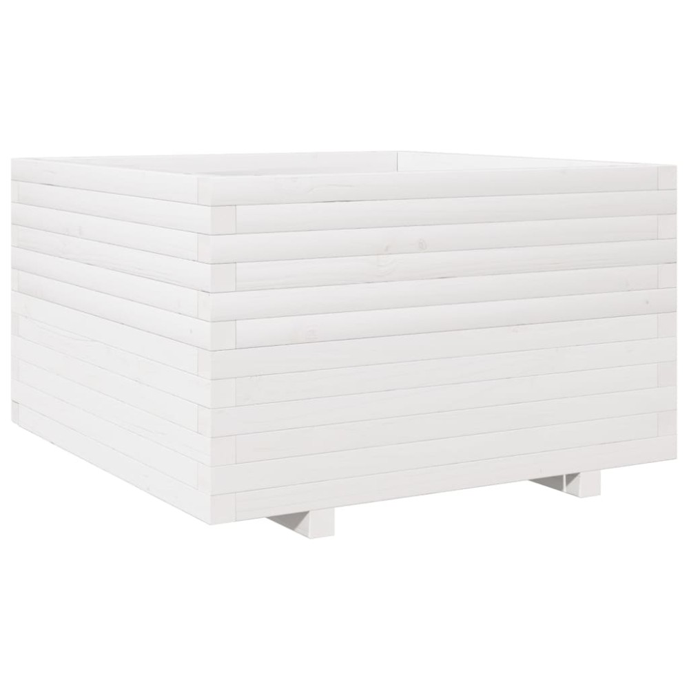 vidaXL Ζαρντινιέρα Κήπου Λευκή 80x80x49,5 εκ. από Μασίφ Ξύλο Πεύκου