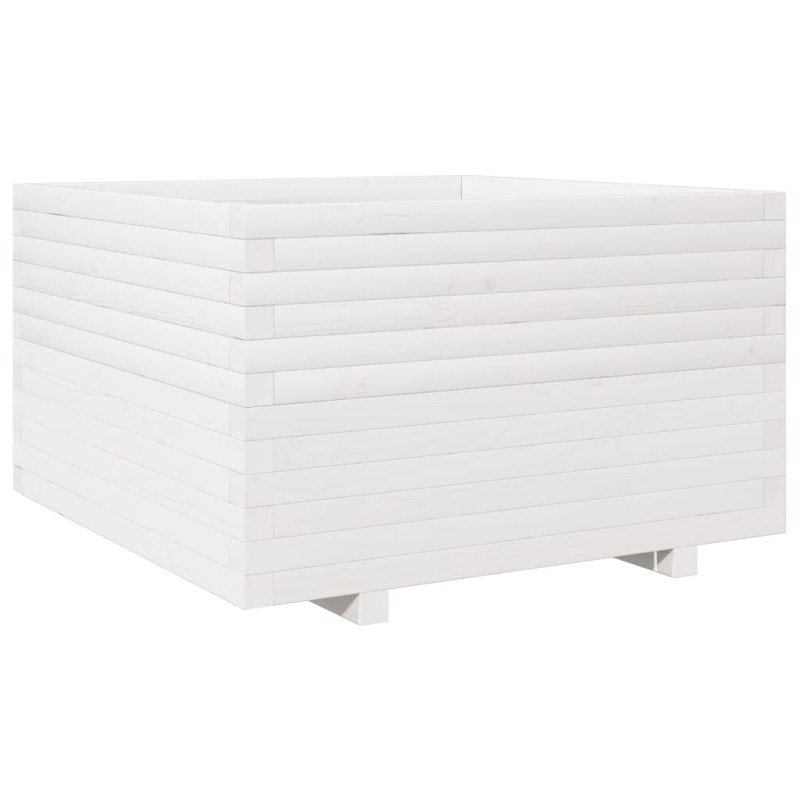 vidaXL Ζαρντινιέρα Κήπου Λευκή 80x80x49,5 εκ. από Μασίφ Ξύλο Πεύκου