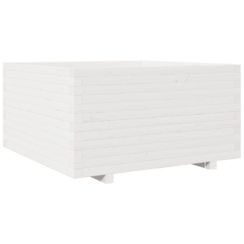 vidaXL Ζαρντινιέρα Κήπου Λευκή 90x90x49,5 εκ. από Μασίφ Ξύλο Πεύκου