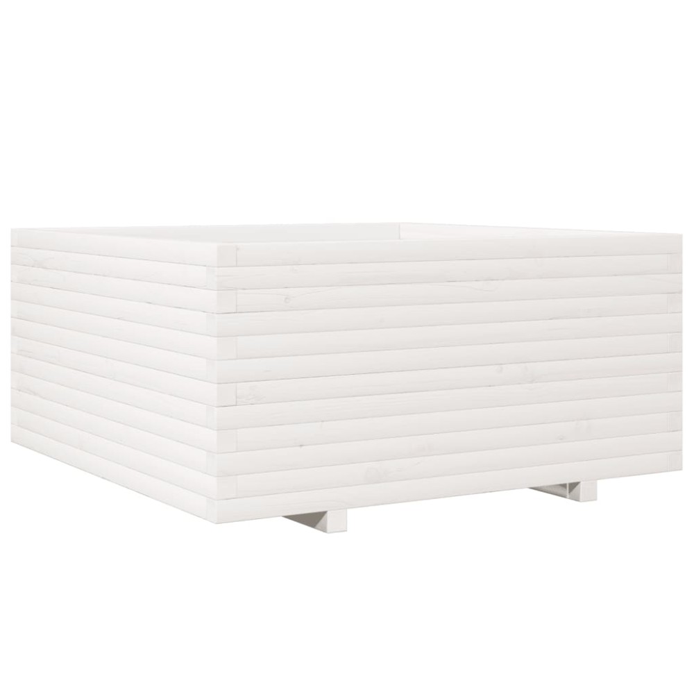 vidaXL Ζαρντινιέρα Κήπου Λευκή 100x100x49,5 εκ. από Μασίφ Ξύλο Πεύκου