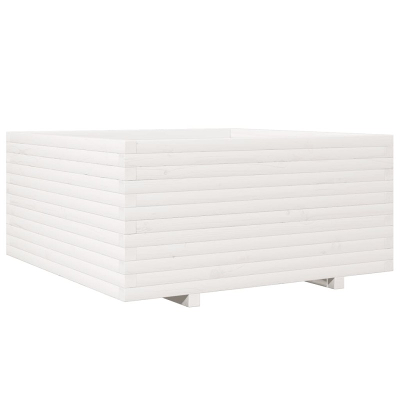 vidaXL Ζαρντινιέρα Κήπου Λευκή 100x100x49,5 εκ. από Μασίφ Ξύλο Πεύκου