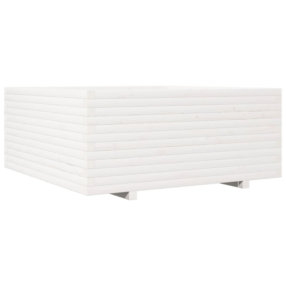 vidaXL Ζαρντινιέρα Κήπου Λευκή 110x110x49,5 εκ. από Μασίφ Ξύλο Πεύκου