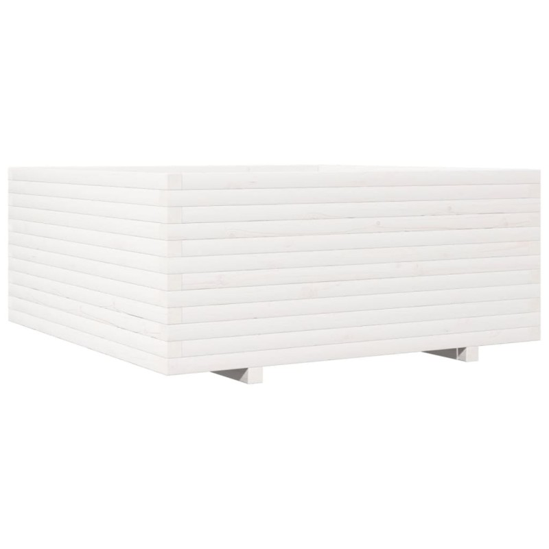 vidaXL Ζαρντινιέρα Κήπου Λευκή 110x110x49,5 εκ. από Μασίφ Ξύλο Πεύκου