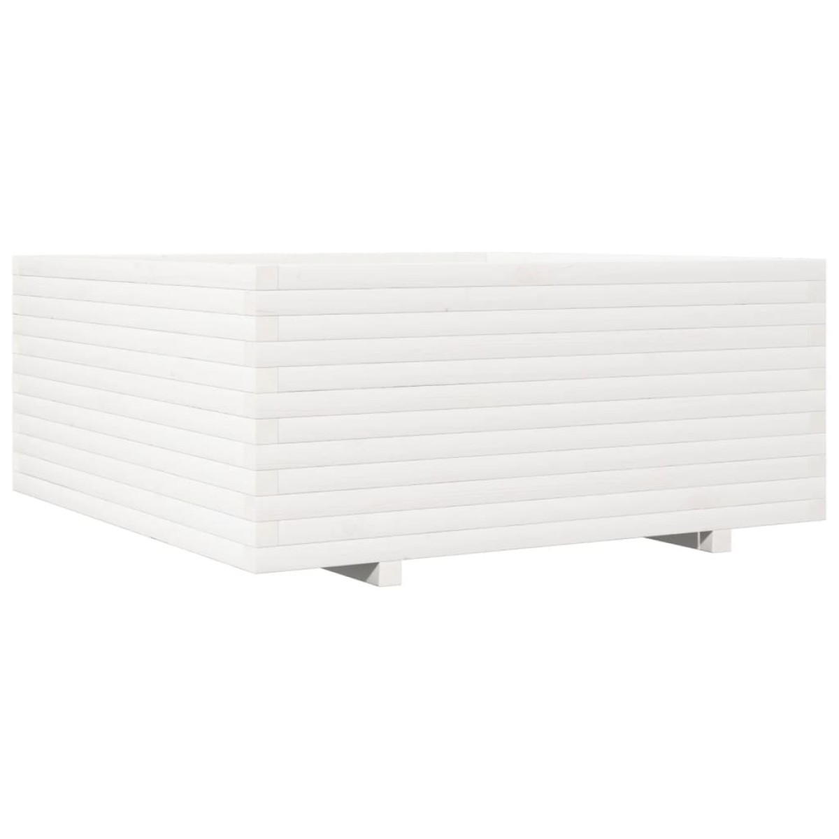 vidaXL Ζαρντινιέρα Κήπου Λευκή 110x110x49,5 εκ. από Μασίφ Ξύλο Πεύκου