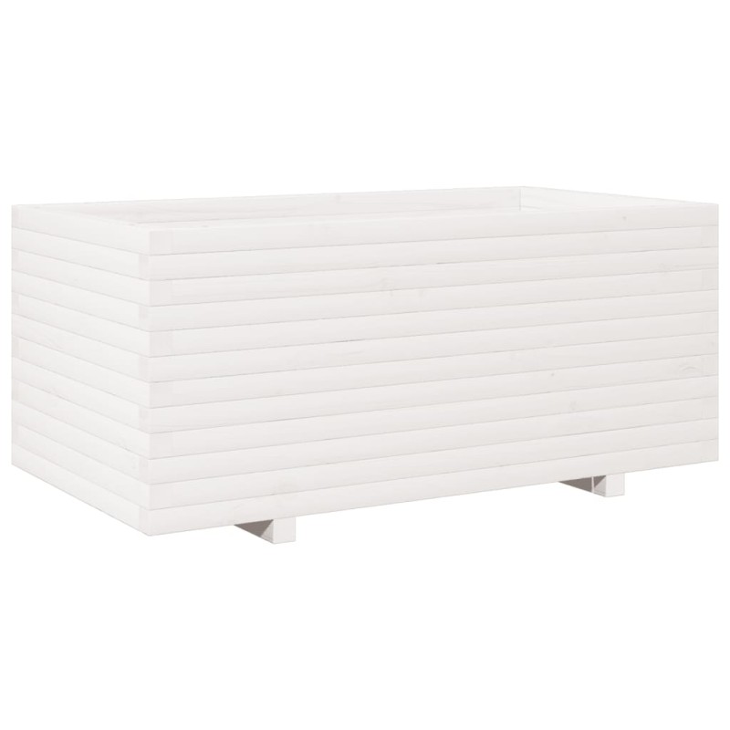 vidaXL Ζαρντινιέρα Κήπου Λευκή 110x60x49,5 εκ. από Μασίφ Ξύλο Πεύκου