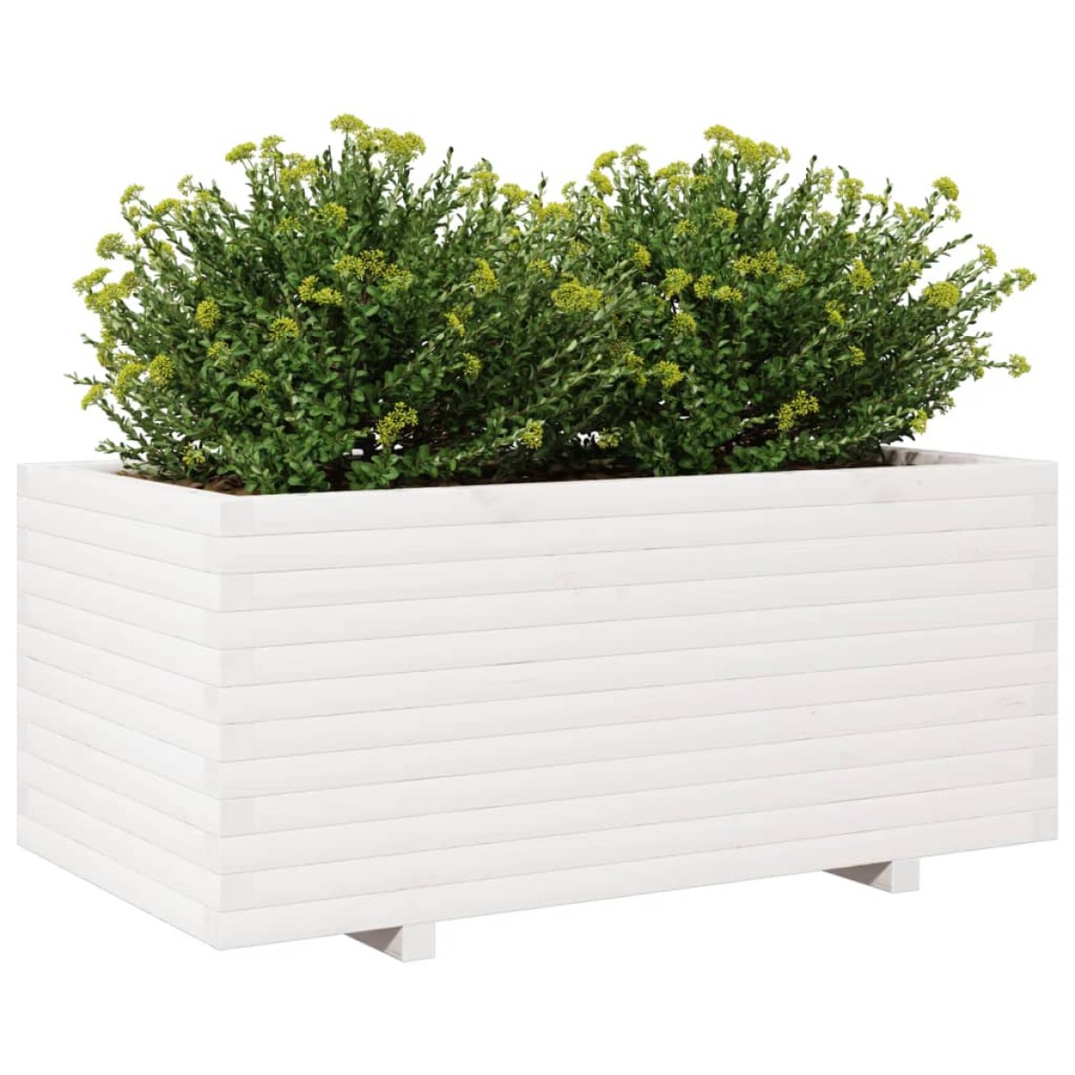 vidaXL Ζαρντινιέρα Κήπου Λευκή 110x60x49,5 εκ. από Μασίφ Ξύλο Πεύκου