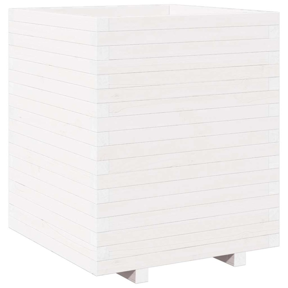 vidaXL Ζαρντινιέρα Κήπου Λευκή 60x60x72,5 εκ. από Μασίφ Ξύλο Πεύκου