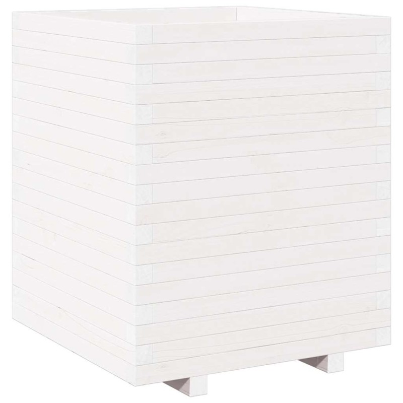 vidaXL Ζαρντινιέρα Κήπου Λευκή 60x60x72,5 εκ. από Μασίφ Ξύλο Πεύκου