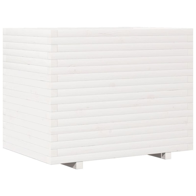vidaXL Ζαρντινιέρα Κήπου Λευκή 90x60x72,5 εκ. από Μασίφ Ξύλο Πεύκου