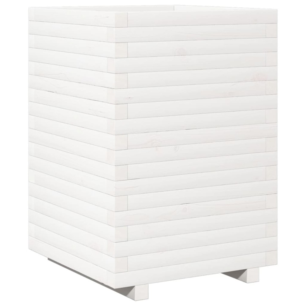 vidaXL Ζαρντινιέρα Κήπου Λευκή 50x50x72 εκ. από Μασίφ Ξύλο Πεύκου