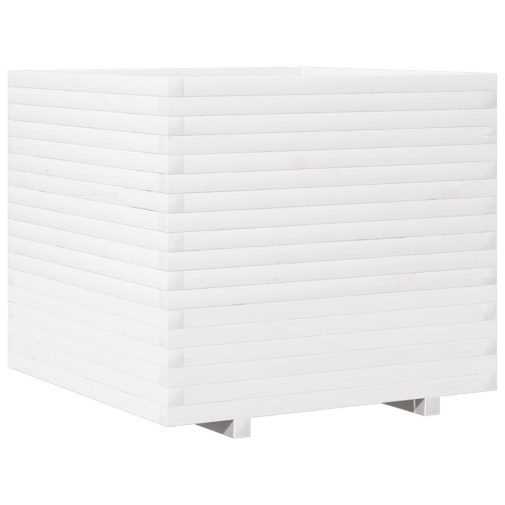 vidaXL Ζαρντινιέρα Λευκή 80x80x72 εκ. από Μασίφ Ξύλο Πεύκου