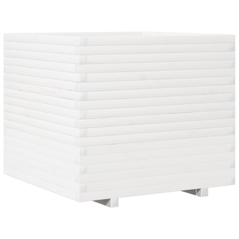 vidaXL Ζαρντινιέρα Λευκή 80x80x72 εκ. από Μασίφ Ξύλο Πεύκου