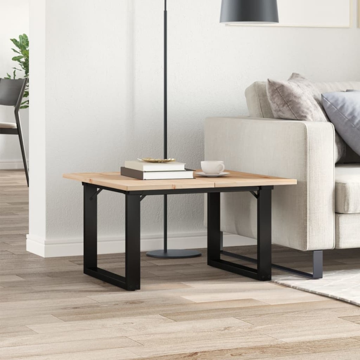 vidaXL Τραπεζάκι Σαλονιού Πλαίσιο Ο 60x60x40εκ Μασίφ Πεύκο/Ατσάλι