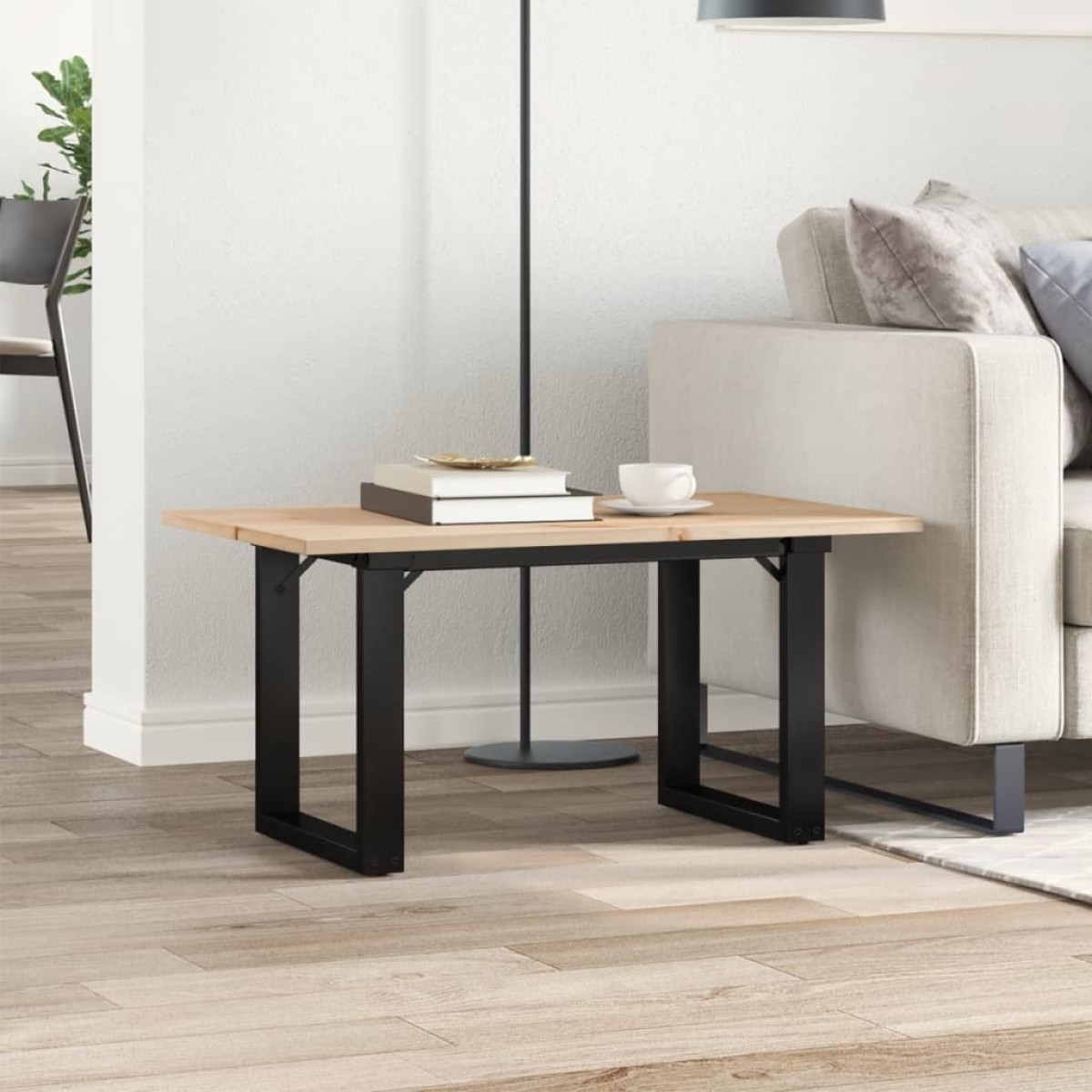 vidaXL Τραπεζάκι Σαλονιού Πλαίσιο Ο 80x50x40εκ Μασίφ Πεύκο/Ατσάλι