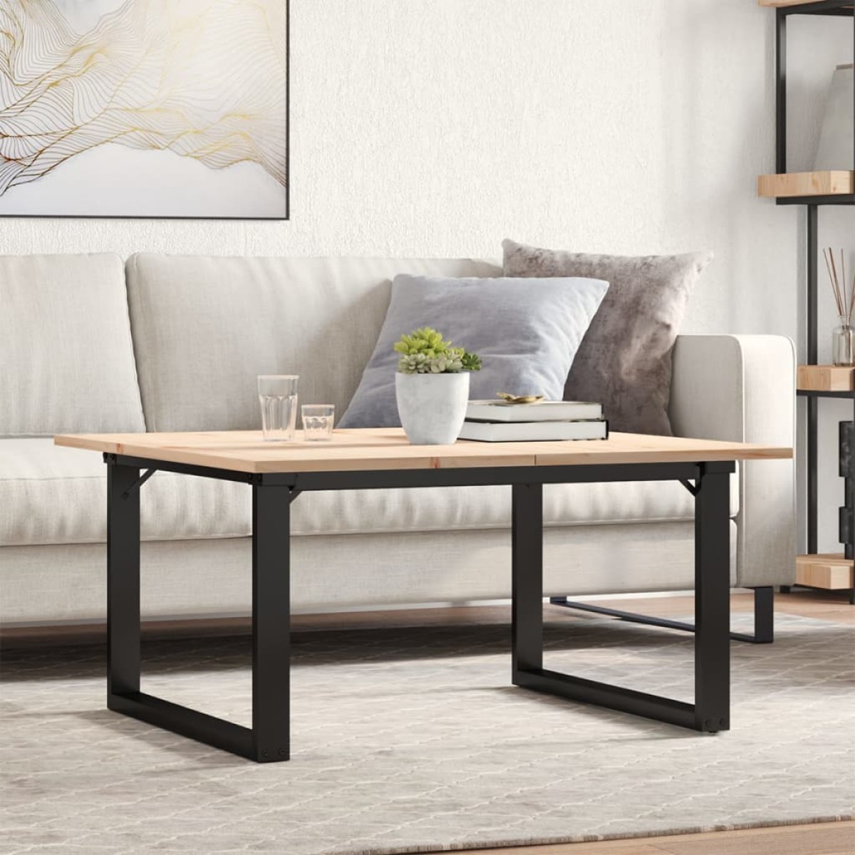 vidaXL Τραπεζάκι Σαλονιού Πλαίσιο Ο 80x80x45εκ Μασίφ Πεύκο/Ατσάλι
