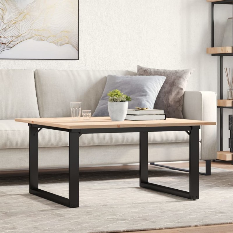 vidaXL Τραπεζάκι Σαλονιού Πλαίσιο Ο 80x80x45εκ Μασίφ Πεύκο/Ατσάλι