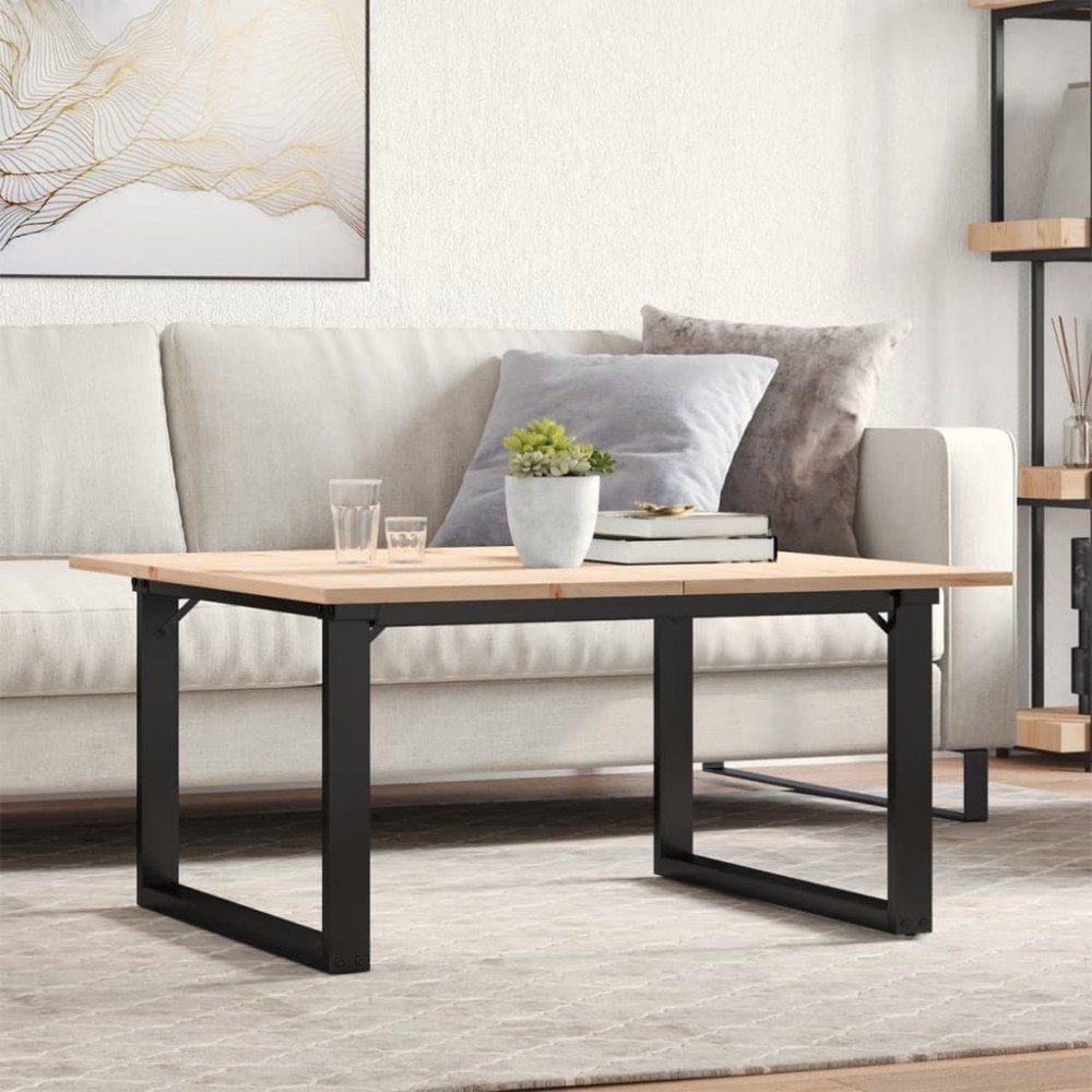 vidaXL Τραπεζάκι Σαλονιού Πλαίσιο Ο 90x90x45εκ Μασίφ Πεύκο/Ατσάλι