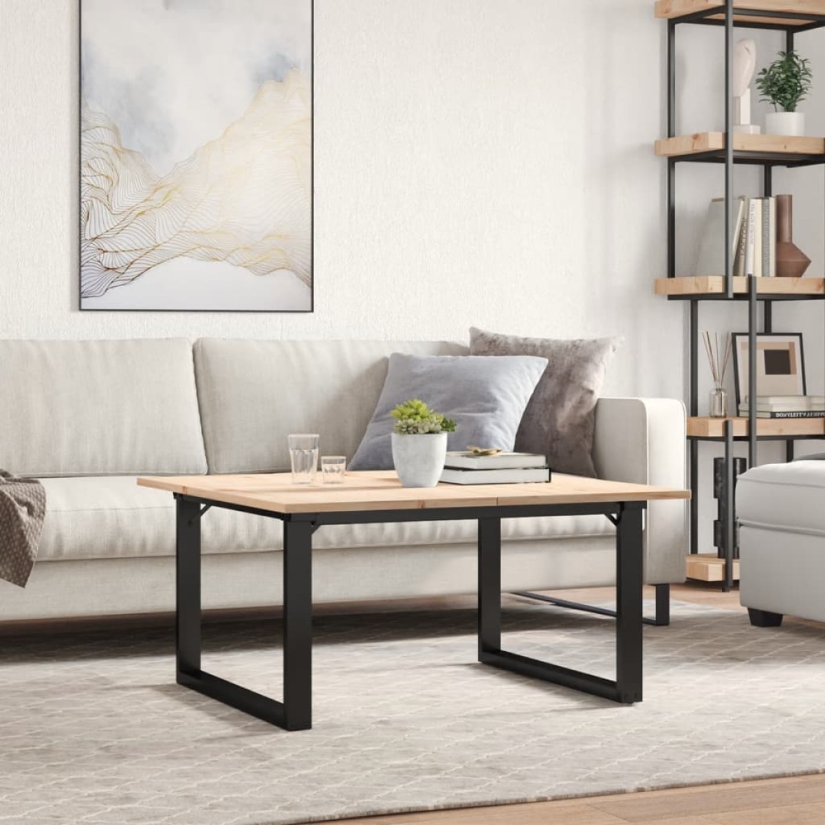 vidaXL Τραπεζάκι Σαλονιού Πλαίσιο Ο 90x90x45εκ Μασίφ Πεύκο/Ατσάλι