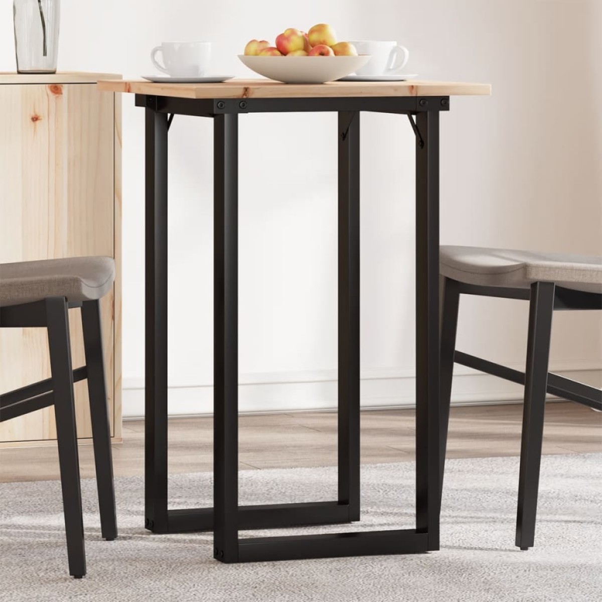 vidaXL Τραπέζι Τραπεζαρίας Πλαίσιο Ο50x50x75εκ Μασίφ Πεύκο/Ατσάλι