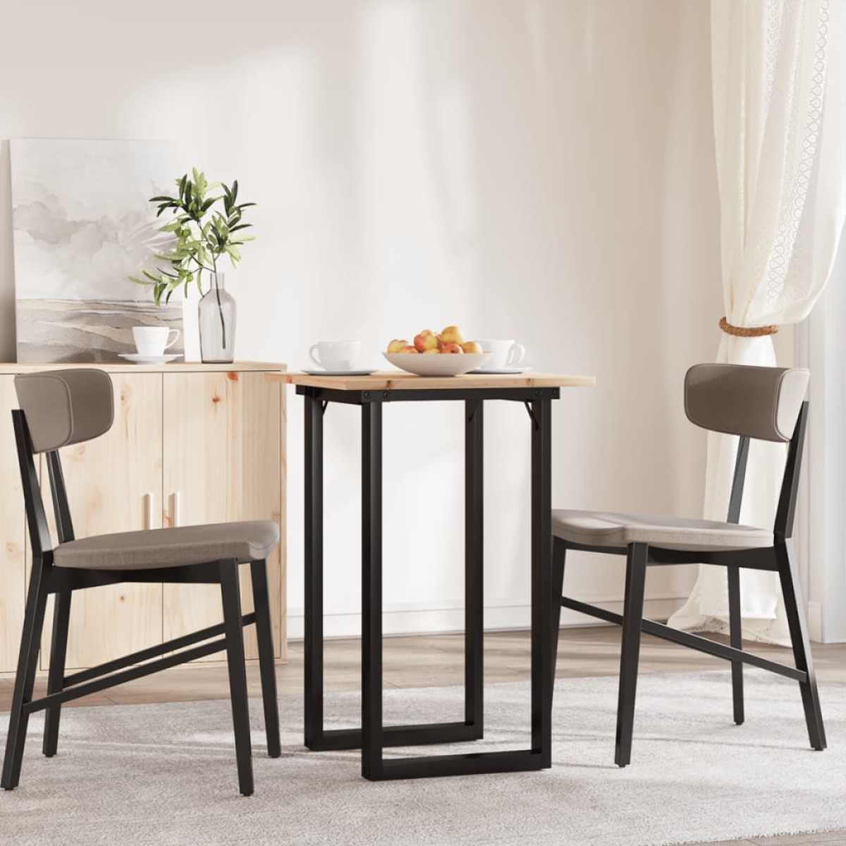 vidaXL Τραπέζι Τραπεζαρίας Πλαίσιο Ο50x50x75εκ Μασίφ Πεύκο/Ατσάλι