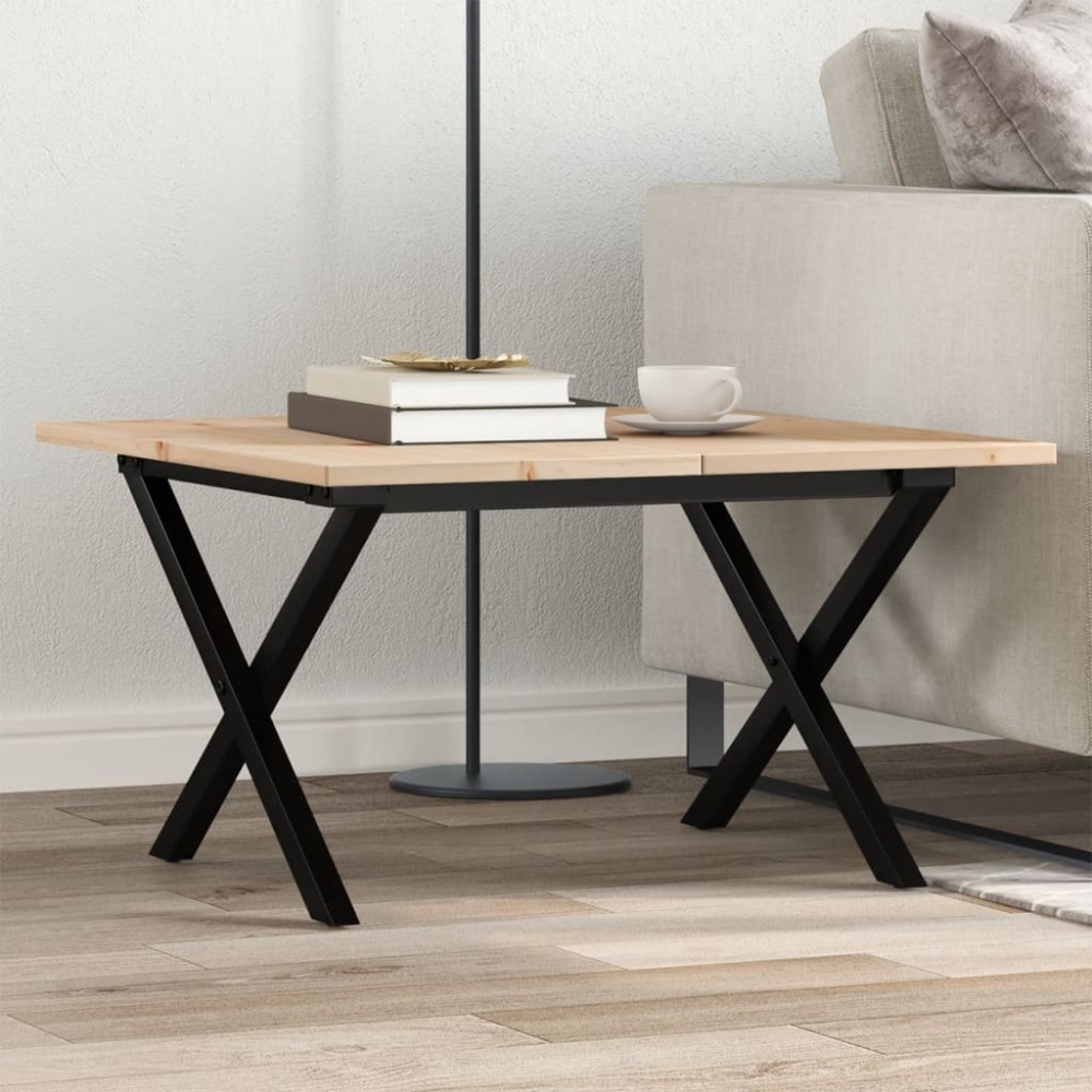 vidaXL Τραπεζάκι Σαλονιού Πλαίσιο X 60x60x40εκ Μασίφ Πεύκο/Ατσάλι