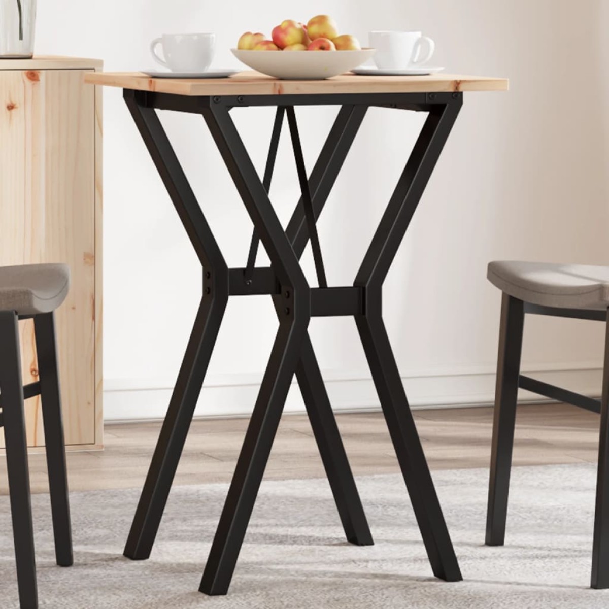 vidaXL Τραπέζι Τραπεζαρίας Πλαίσιο Υ50x50x75εκ Μασίφ Πεύκο/Ατσάλι