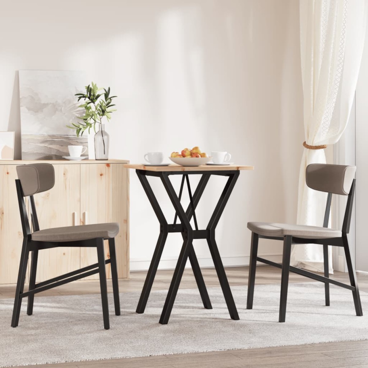 vidaXL Τραπέζι Τραπεζαρίας Πλαίσιο Υ50x50x75εκ Μασίφ Πεύκο/Ατσάλι